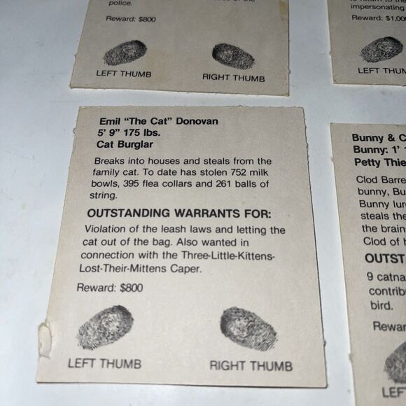 1979 Stop Thief Replacement Part Wanted Cards For Electronic Cops and Robbers - Picture 5 of 7